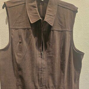 Appleseed's Country Earthy Western Cowgirl Neutral soft Suede Zip up Vest XL